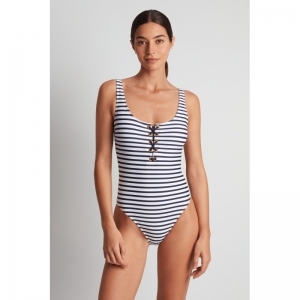 luxe stripe streep navy-wit